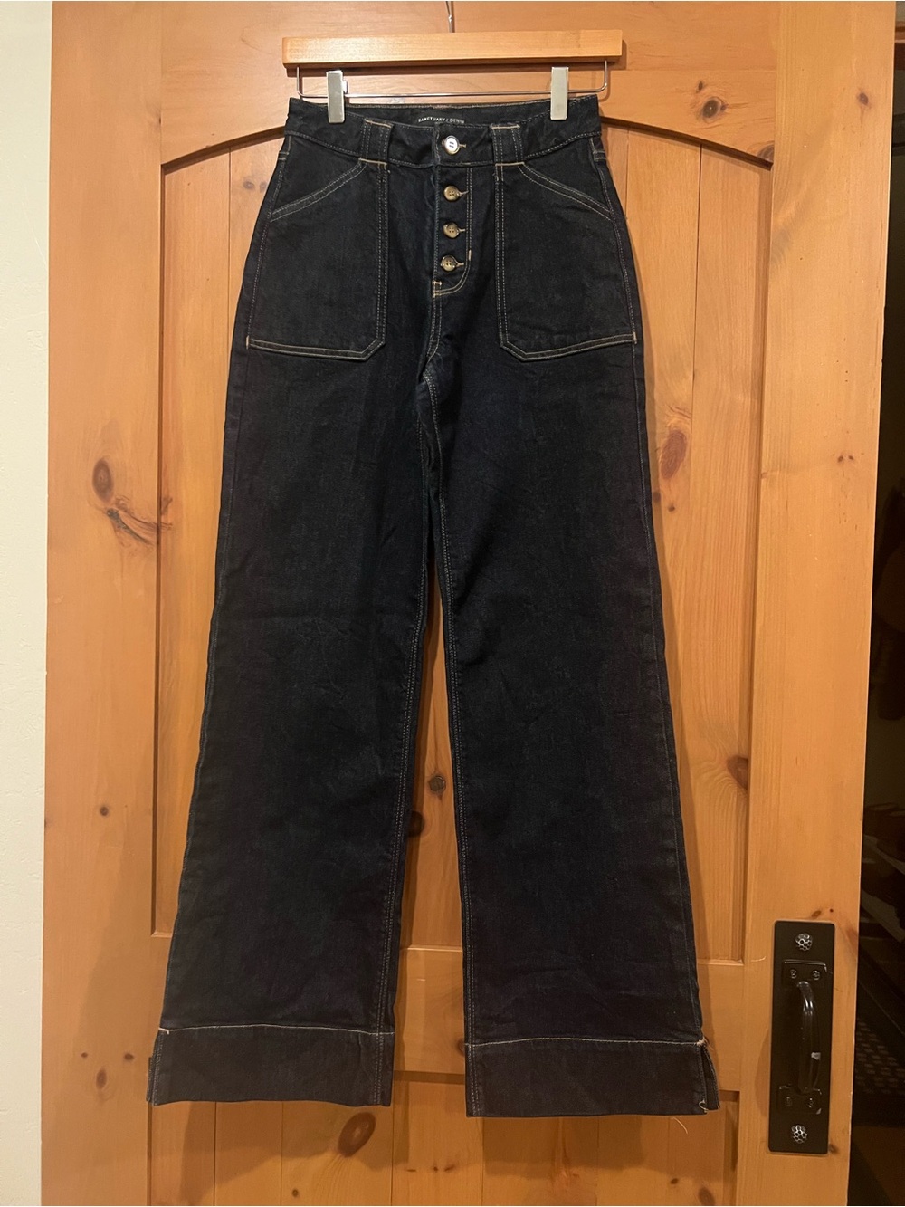 NWOT Sanctuary Black High-Rise Wide Leg Jeans with Button Fly
